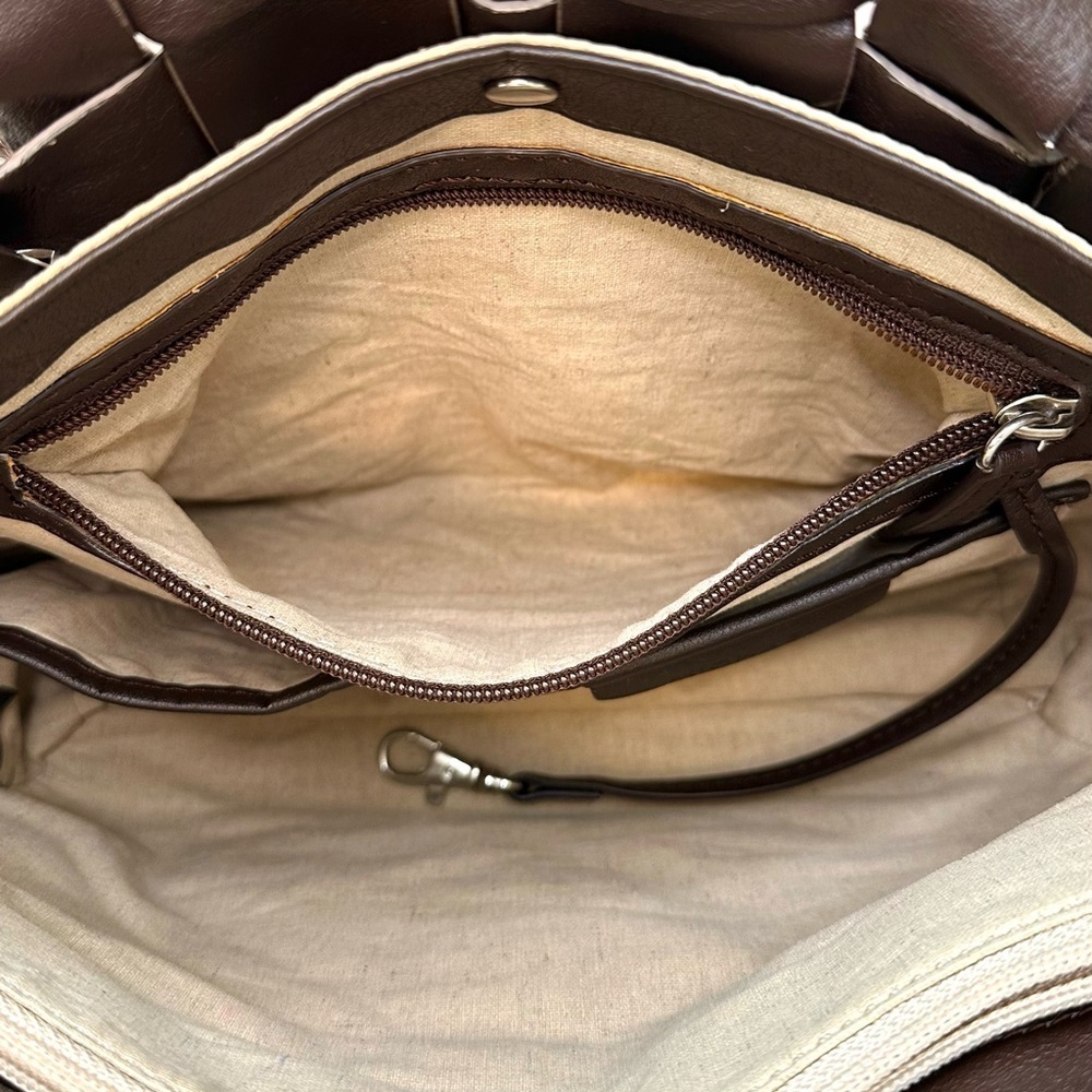 🐻 Michael Kors Snakeskin Patchwork Vivian Medium Tote — Natural/Dark Dune - Picture 12 of 17